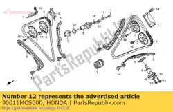 Here you can order the bolt, tensioner pivot from Honda, with part number 90011MCS000: