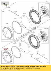 Aqui você pode pedir o aro, rr, 2,15x18, prata klx250sc em Kawasaki , com o número da peça 410250320WA: