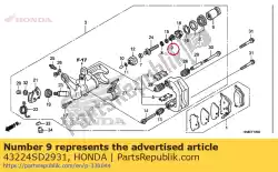 Ici, vous pouvez commander le ressort b, réglage auprès de Honda , avec le numéro de pièce 43224SD2931: