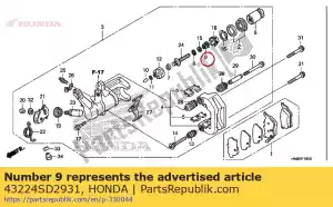 Honda 43224SD2931 ressort b, réglage - La partie au fond