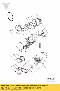 triumph T1260757 junta izquierda tapa del cigüeñal - Lado inferior