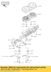 Kawasaki 280110188 medidor, velocidade e taco, mph / kp - Lado inferior