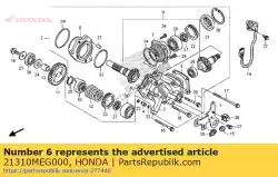 Ici, vous pouvez commander le cale, arbre de transmission final (0,35) auprès de Honda , avec le numéro de pièce 21310MEG000: