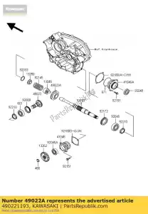 Kawasaki 490221193 biselado, drivne, 20 t - Lado inferior