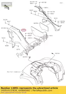 Kawasaki 140910137839 hoes, zijkant, links, zwart - Onderkant