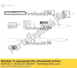 Aqui você pode pedir o adesivo de controle de emissão em Piaggio Group , com o número da peça B044367: