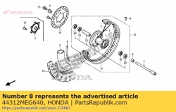 Honda 44312MEG640, Collar, l. fr. wheel side, OEM: Honda 44312MEG640