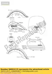 Here you can order the mark,side bag cover,l from Kawasaki, with part number 560511813: