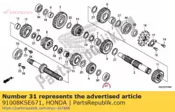 Ici, vous pouvez commander le roulement, bille radiale, 600 auprès de Honda , avec le numéro de pièce 91008KSE671: