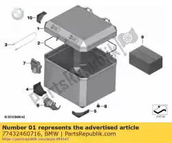 Ici, vous pouvez commander le couvercle de topcase en aluminium noir auprès de BMW , avec le numéro de pièce 77432460716: