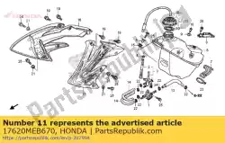 Aqui você pode pedir o tampa assy., tanque de combustível em Honda , com o número da peça 17620MEB670: