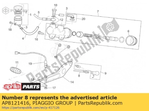 aprilia AP8121416 master cylinder rod - Bottom side