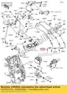 Kawasaki 430950559 slangrem, h-remklauw links - Onderkant