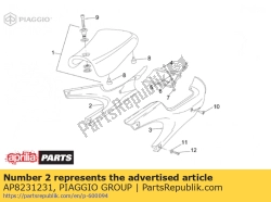 Aprilia AP8231231, Rh saddle sup cov., nero, OEM: Aprilia AP8231231