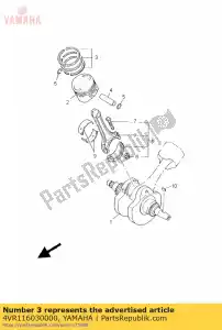 yamaha 4VR116030000 conjunto de anel de pistão (std) - Lado inferior