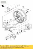 420410010, Kawasaki, piñón-cubo, 43t kawasaki z  j zr7 s f zr7s zr750 h z750 z750s 750 , Nuevo