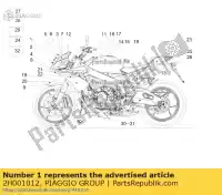 2H001012, Piaggio Group, targa aprilia tuono v zd4tyg00, zd4tycc0 zd4tyu00 1100 2015 2016, Nuovo