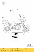 T2402481, Triumph, decalcomania serbatoio rh triumph tiger 885i 71699 > 124105 885 1999 2000 2001, Nuovo