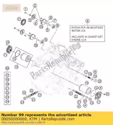 Qui puoi ordinare kit di manutenzione filtro olio 09-11 da KTM , con numero parte 00050000069: