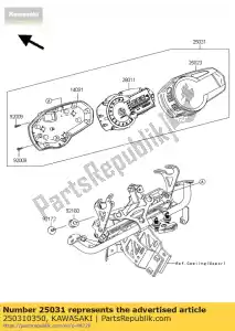 Kawasaki 250310350 conjunto de medidor, combinación - Lado inferior