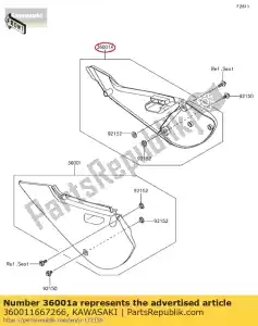 kawasaki 360011667266 lado da capa, rh, s.white kx65-a4 - Lado inferior