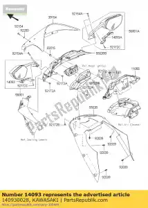 kawasaki 140930028 cubierta, espejo, lh zx1000jdf - Lado inferior