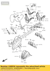 kawasaki 14092Y032933 capa, medidor, lwr, s.black sc300a - Lado inferior