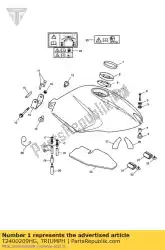 Ici, vous pouvez commander le kit de pièces de rechange, réservoir de carburant, vert auprès de Triumph , avec le numéro de pièce T2400209HG: