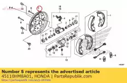 Ici, vous pouvez commander le plaque arrière auprès de Honda , avec le numéro de pièce 45110HM8A01: