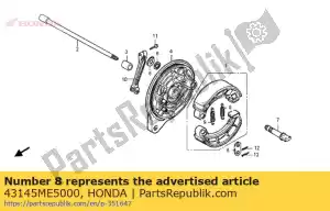 Honda 43145ME5000 indicador, rr. freio - Lado inferior