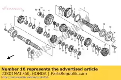 tandwiel, aandrijving (17t) van Honda, met onderdeel nummer 23801MAT760, bestel je hier online: