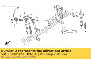 honda 50150MBWD20 soporte, soporte lateral - Lado inferior