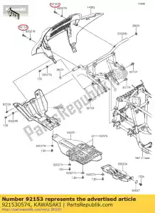 Kawasaki 921530574 boulon, douille, 6x22 - La partie au fond