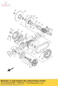 yamaha 5GH166640000 bearing, one way - Bottom side