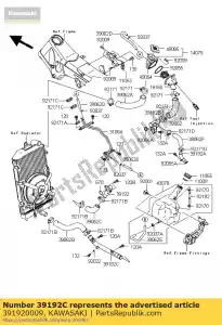 Kawasaki 391920009 pipe-water,radiator-w/p - Bottom side