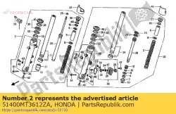 Ici, vous pouvez commander le fourche assy., r. Fr. (showa) * nh1 * (nh1 noir) auprès de Honda , avec le numéro de pièce 51400MT3612ZA: