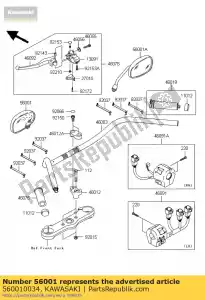 kawasaki 560010034 conjunto de espejo, lh vn2000-a1h - Lado inferior