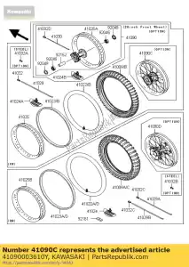 kawasaki 41090003610Y roue, fr, 1.60x21, al nipp kx250 - La partie au fond