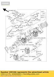 Here you can order the carburetor,lh,inside from Kawasaki, with part number 150111176:
