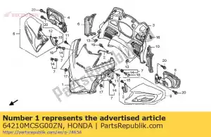Honda 64210MCSG00ZN conjunto de capucha, superior (wl) * r10 - Lado inferior