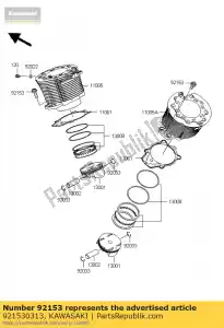 Kawasaki 921530313 bolt,8x25 - Bottom side