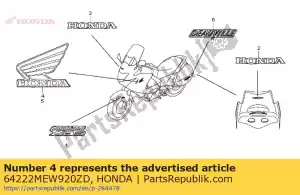 Honda 64222MEW920ZD marca, r. ala * tipo4 * - Lado inferior