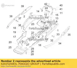 Qui puoi ordinare carenatura rh da Piaggio Group , con numero parte 62025200ES: