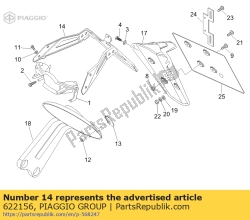 Aprilia 622156, Steun voor kentekenplaathouder, OEM: Aprilia 622156