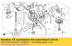 Aqui você pode pedir o jato, lento # 45 em Honda , com o número da peça 99133KZ40450: