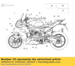 Aprilia 2H004314, Naklejka aprilia racing sx carena inferiore, OEM: Aprilia 2H004314