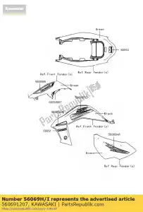 kawasaki 560691207 pattern,rr fender,out,rh ksf45 - Bottom side