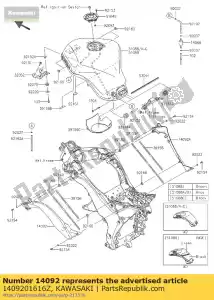 kawasaki 1409201616Z hoes, kniegreep, links, v.bla zx100 - Onderkant