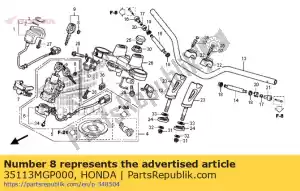 Honda 35113MGP000 embleem, sleutel - Onderkant