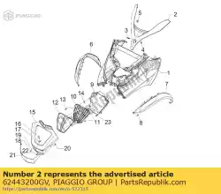 Ici, vous pouvez commander le couverture auprès de Piaggio Group , avec le numéro de pièce 62443200GV: